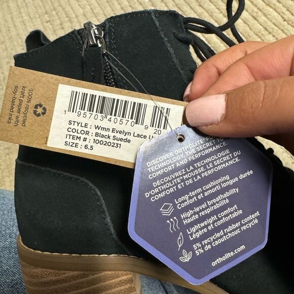 TOMS Evelyn Heeled Black Suede Boot Size 6.5 - Picture 9 of 12